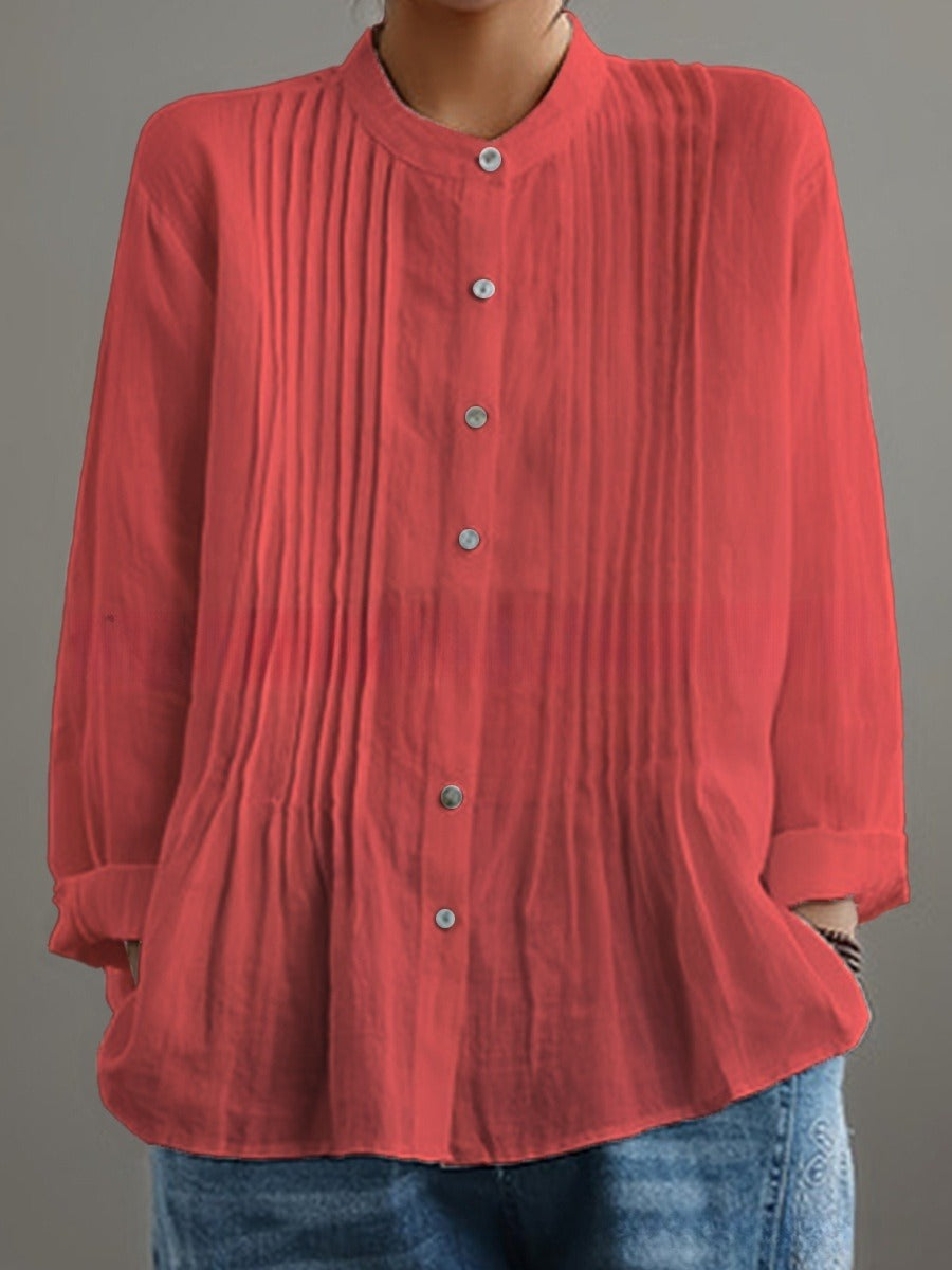 Women's Casual Long-sleeved Pleated Shirt