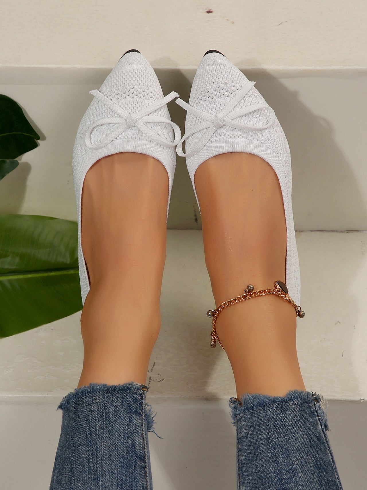 Bow Knitted Loafers – Women’s Flats