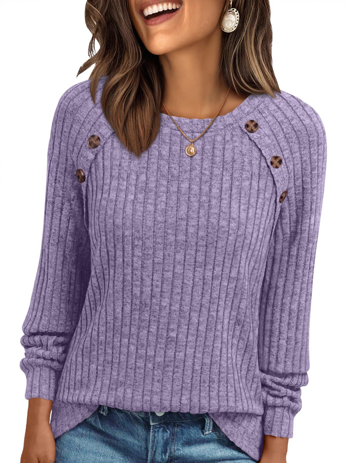 Round Neck Stripe Long Sleeve Top