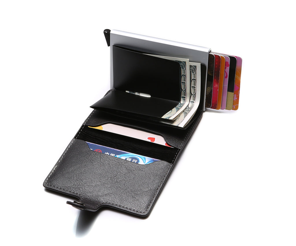 RFID Blocking Slim Card Holder | PU Leather Pop-Up Wallet for   Women