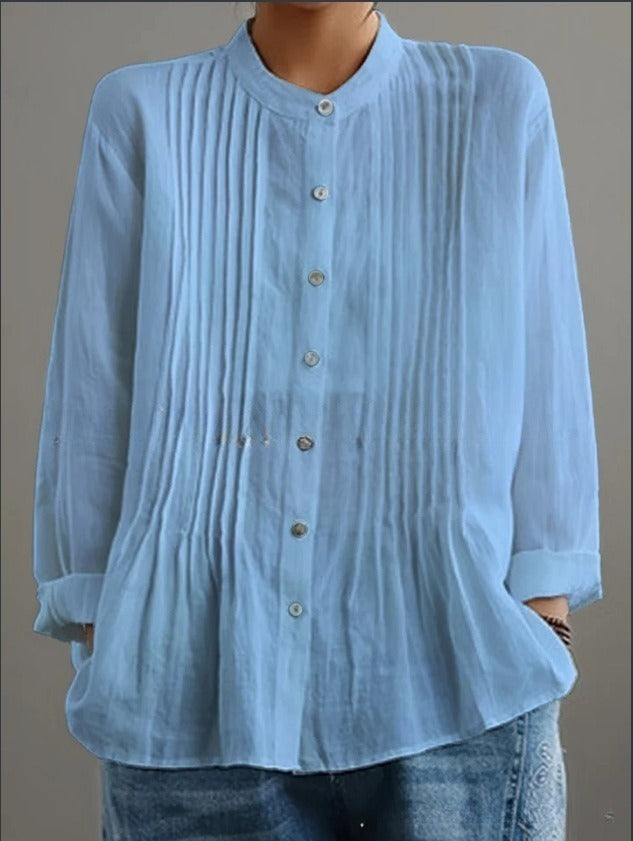 Women's Casual Long-sleeved Pleated Shirt