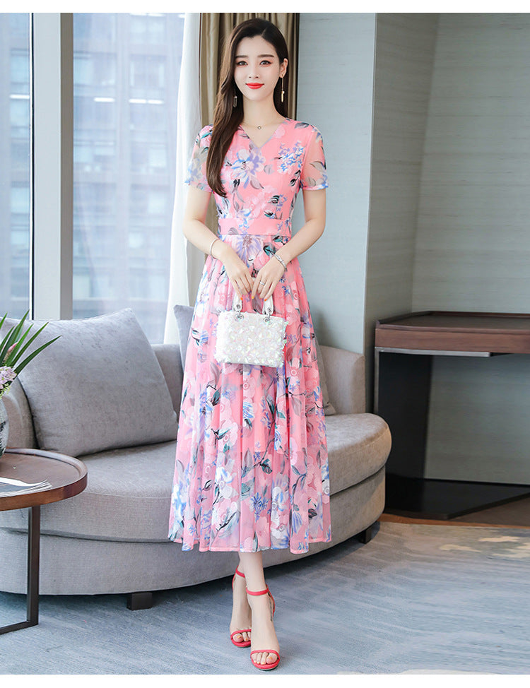 Floral Long Skirt Plus Size Printed Dress