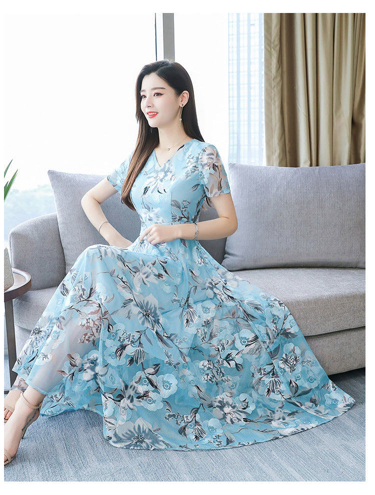 Floral Long Skirt Plus Size Printed Dress