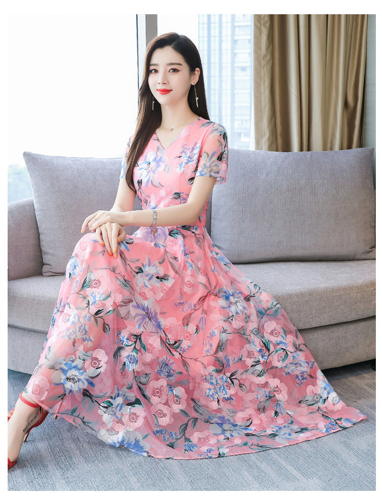 Floral Long Skirt Plus Size Printed Dress