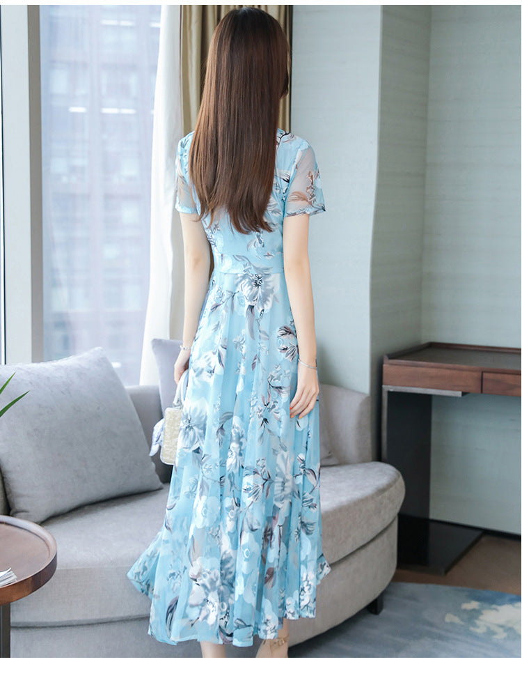 Floral Long Skirt Plus Size Printed Dress