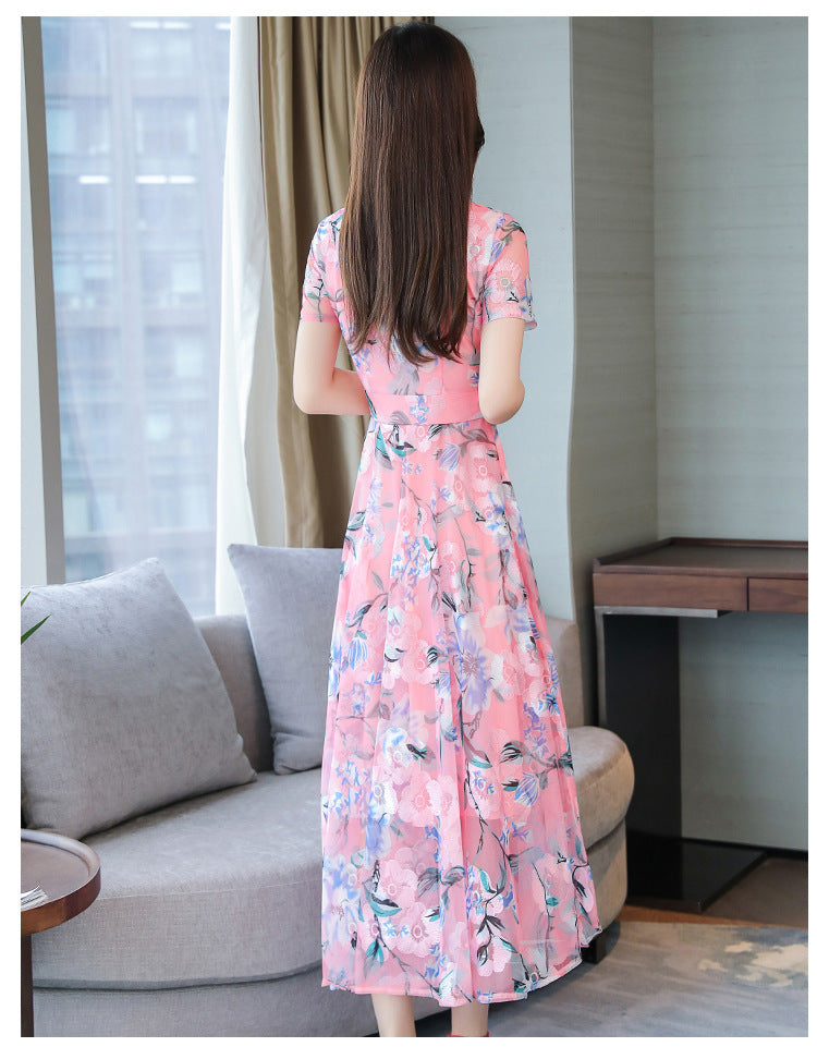 Floral Long Skirt Plus Size Printed Dress