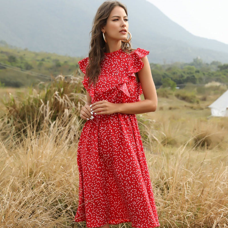 Women’s Summer Chiffon Polka Dot Maxi Dress
