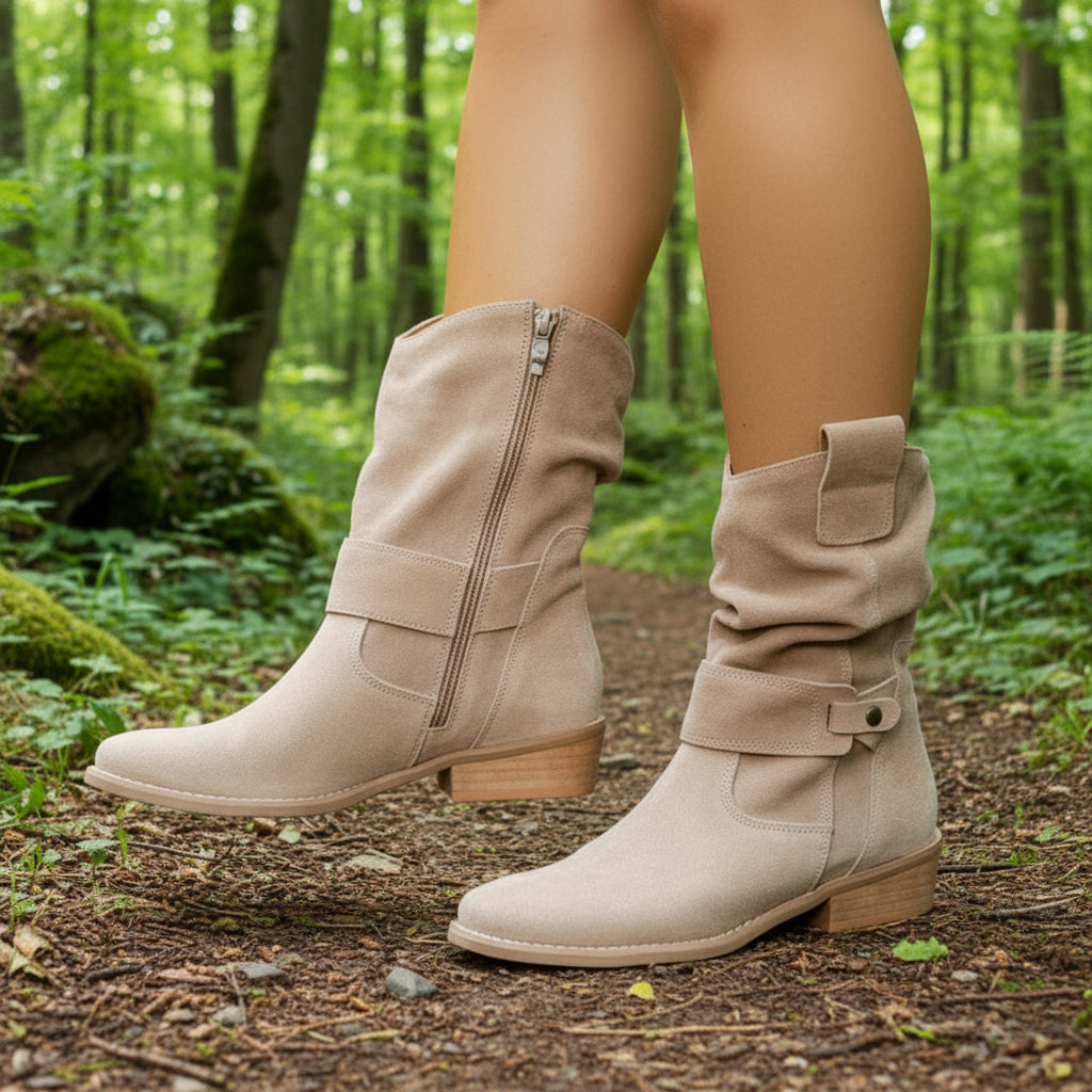 👢💃 Glamora Western Suede Mid-Calf Boots 🌸✨