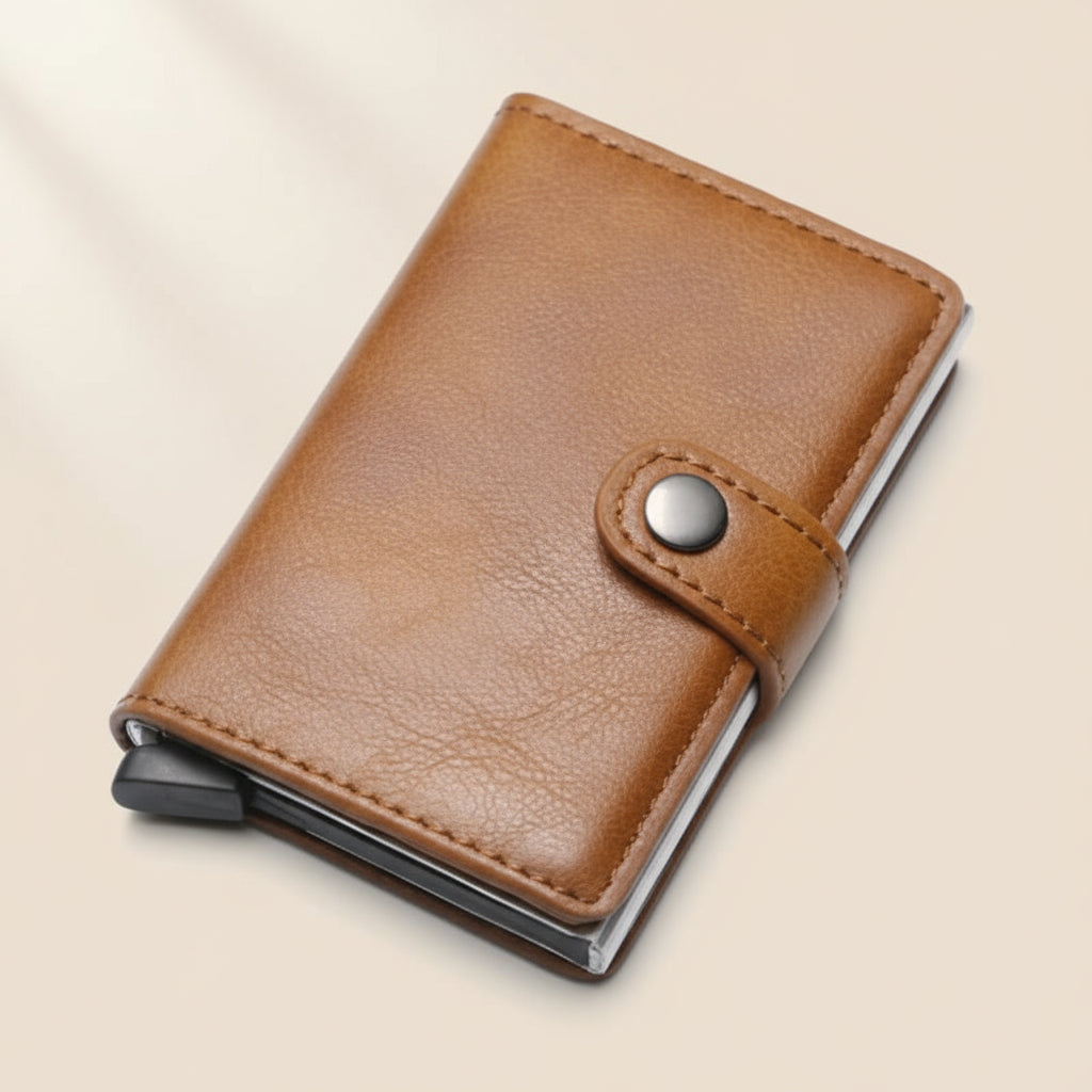 RFID Blocking Slim Card Holder | PU Leather Pop-Up Wallet for   Women