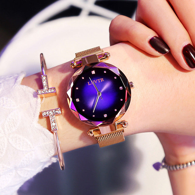 🌌✨ Galaxy Glow Rose Watch 💖🕰️