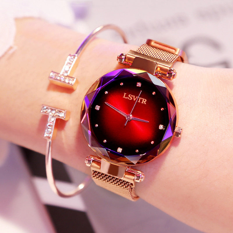 🌌✨ Galaxy Glow Rose Watch 💖🕰️