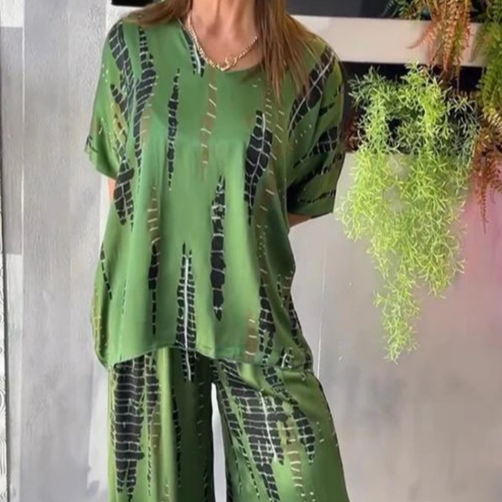 Printed Loose Two-piece Suit Women