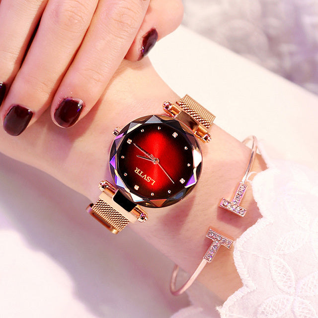 🌌✨ Galaxy Glow Rose Watch 💖🕰️