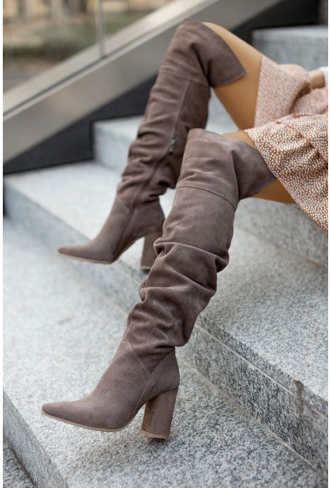 luxurious over-the-knee suede boots