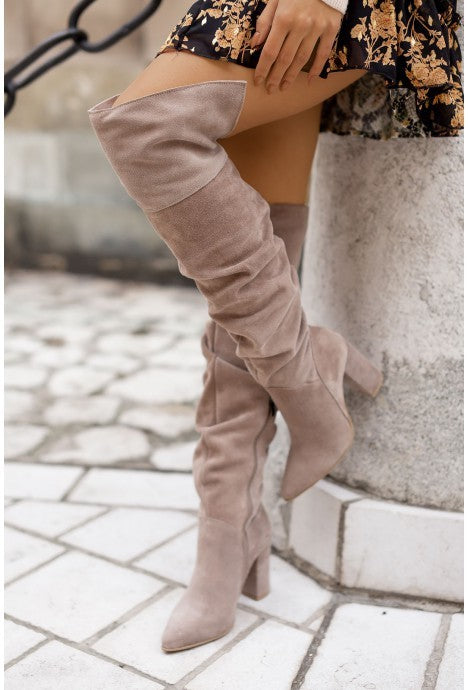 luxurious over-the-knee suede boots