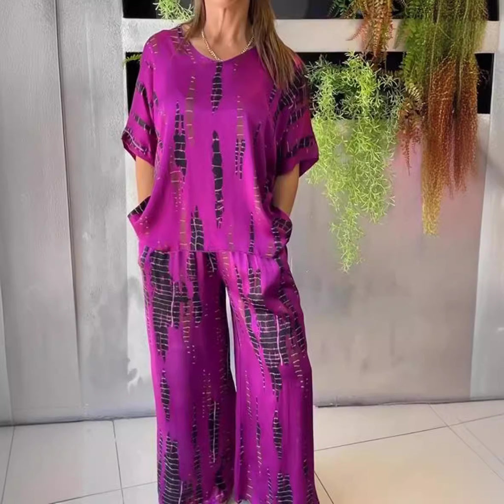 Printed Loose Two-piece Suit Women