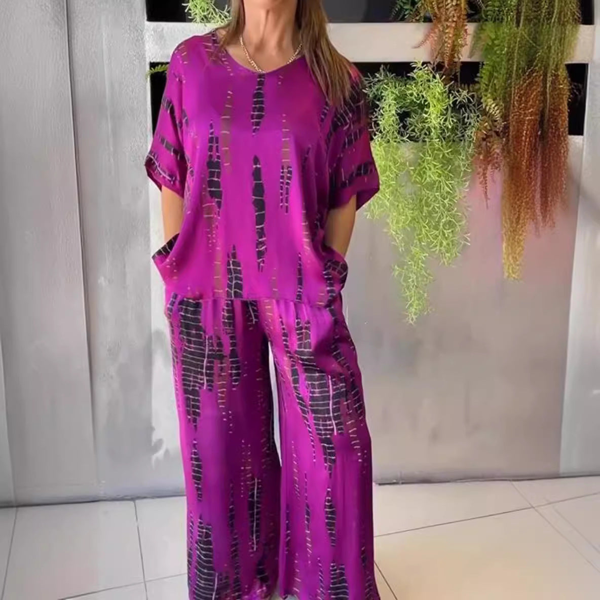 Printed Loose Two-piece Suit Women