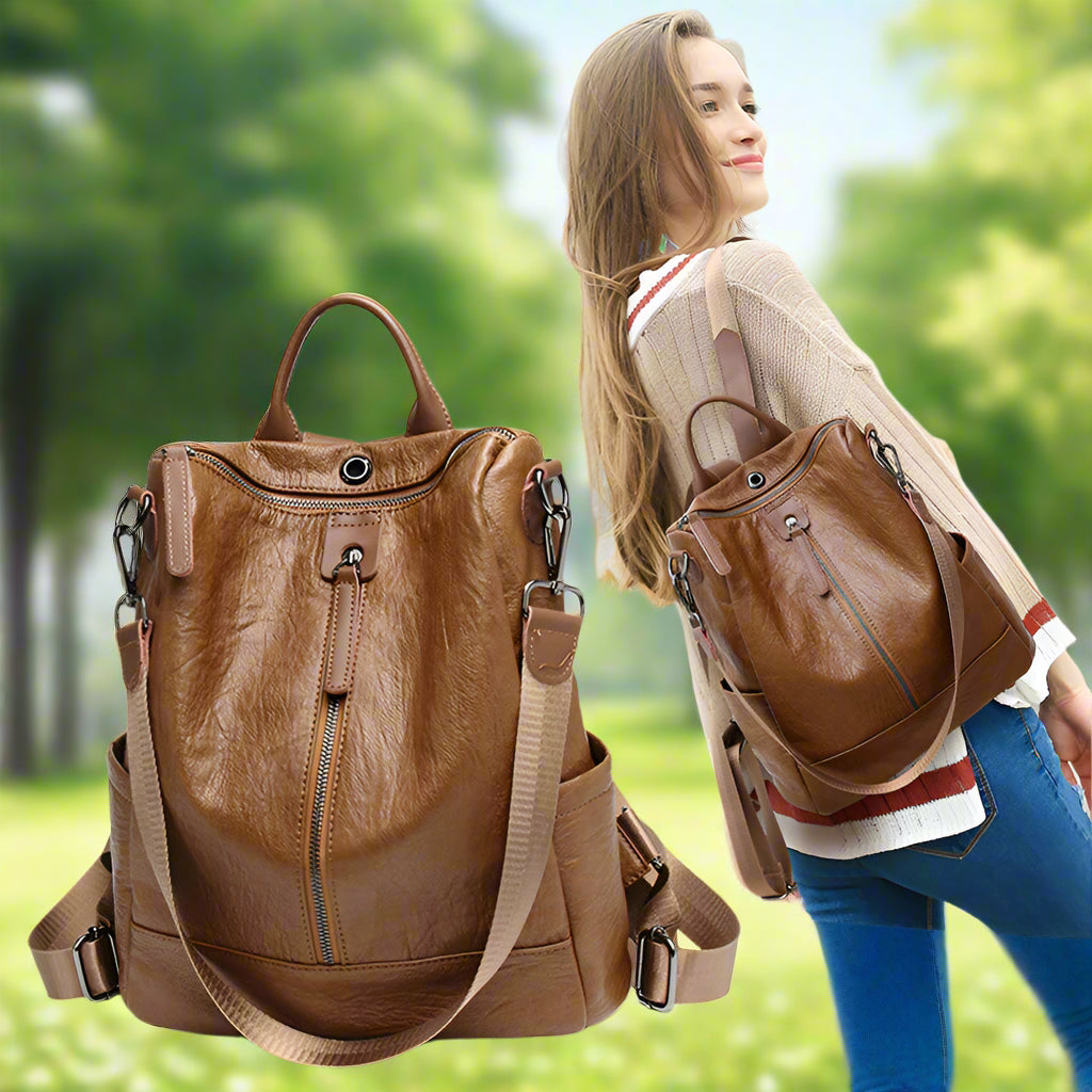 🎒✨ VogueLuxe Urban PU Leather Backpack ✨