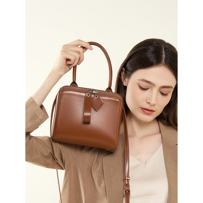 Women’s Open-Grain Leather Handbag