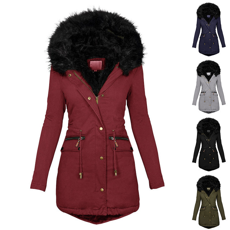 Women's Plush Hooded Winter Parka