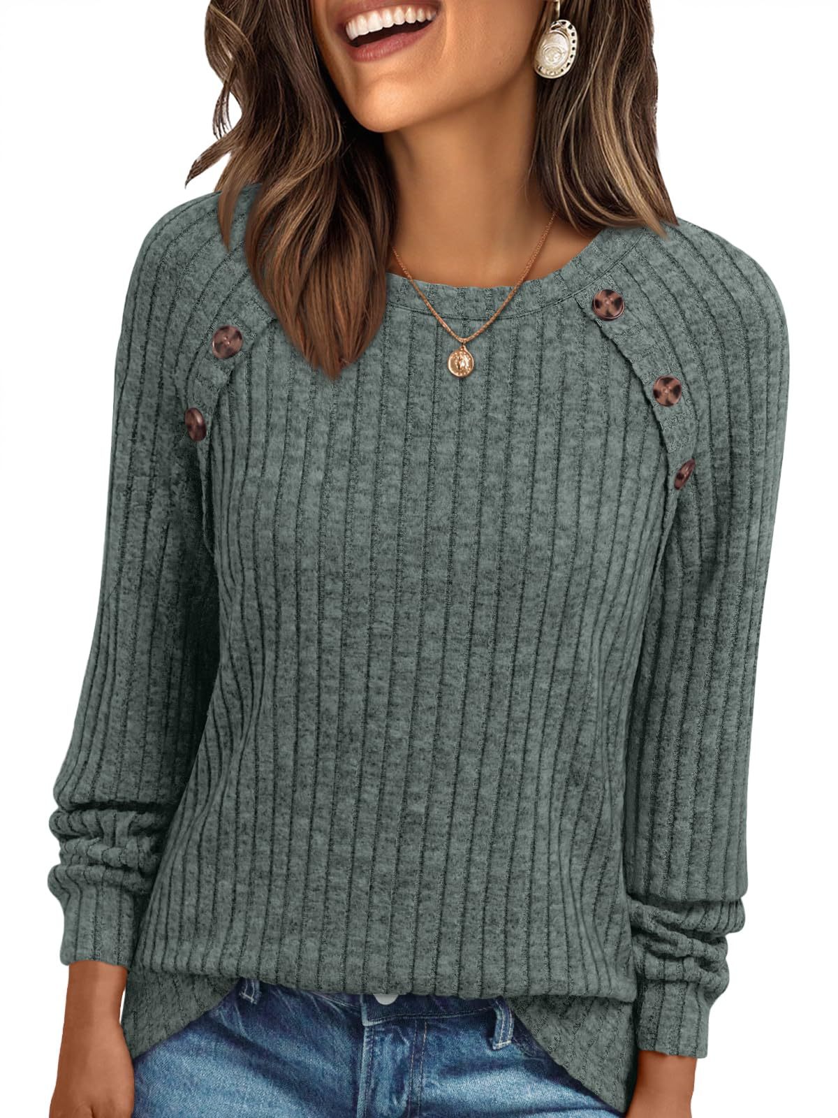 Round Neck Stripe Long Sleeve Top