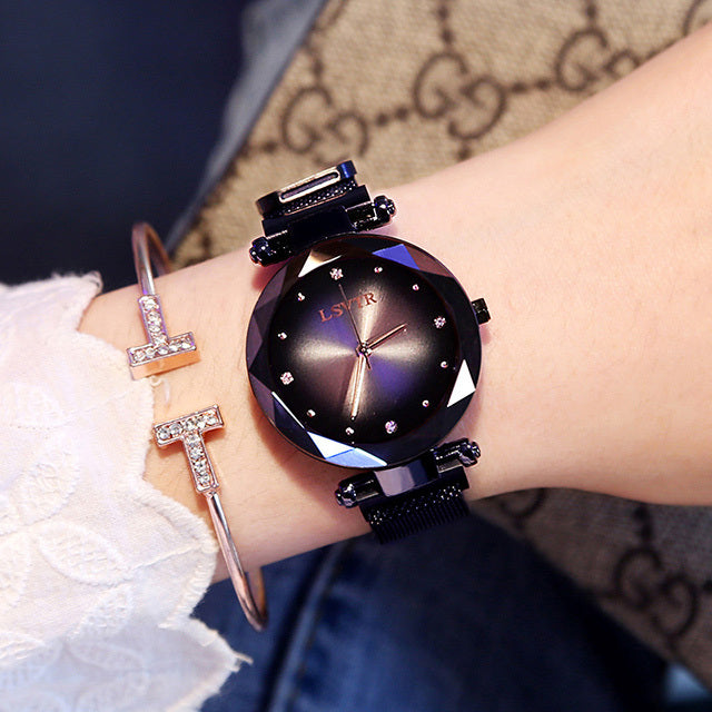 🌌✨ Galaxy Glow Rose Watch 💖🕰️