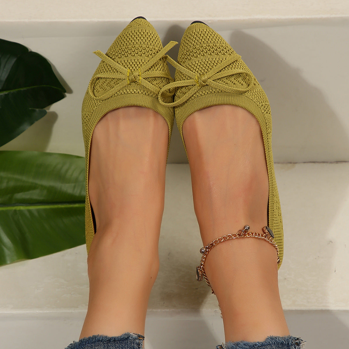 Bow Knitted Loafers – Women’s Flats