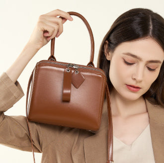 Women’s Open-Grain Leather Handbag