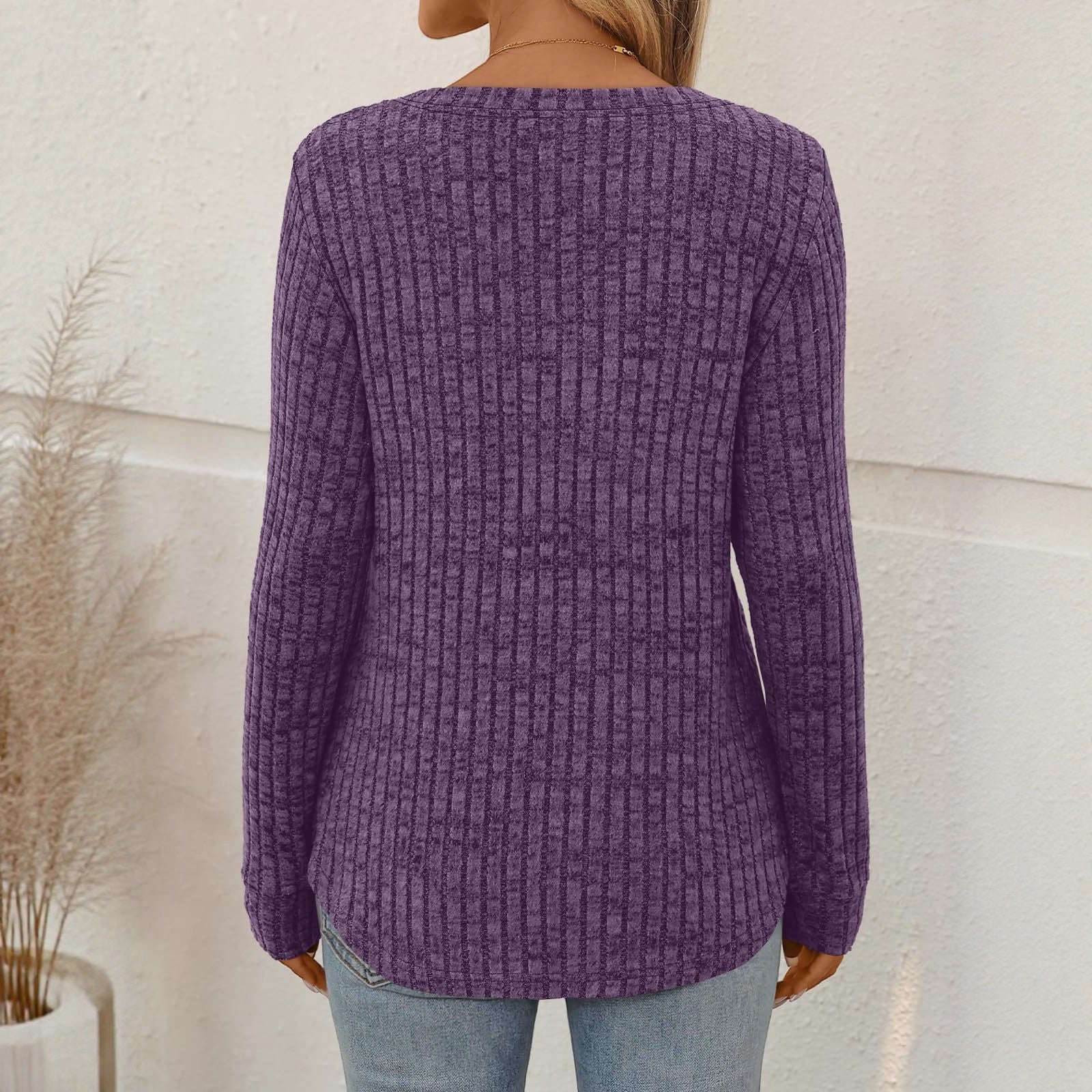 Sunken Stripe V-Neck Top