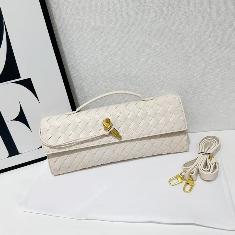 Woven Genuine Leather Crossbody Clutch Bag