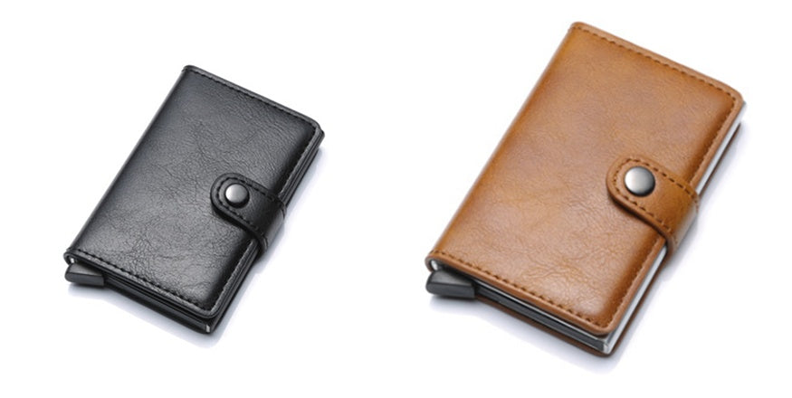 RFID Blocking Slim Card Holder | PU Leather Pop-Up Wallet for   Women