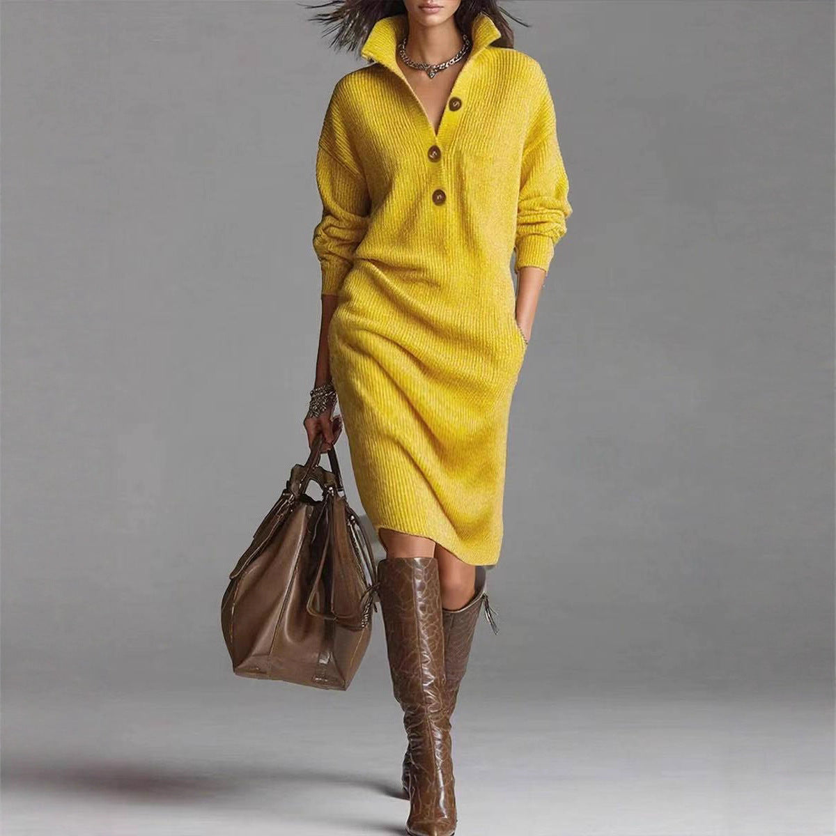 Long-sleeved Sweater Dress