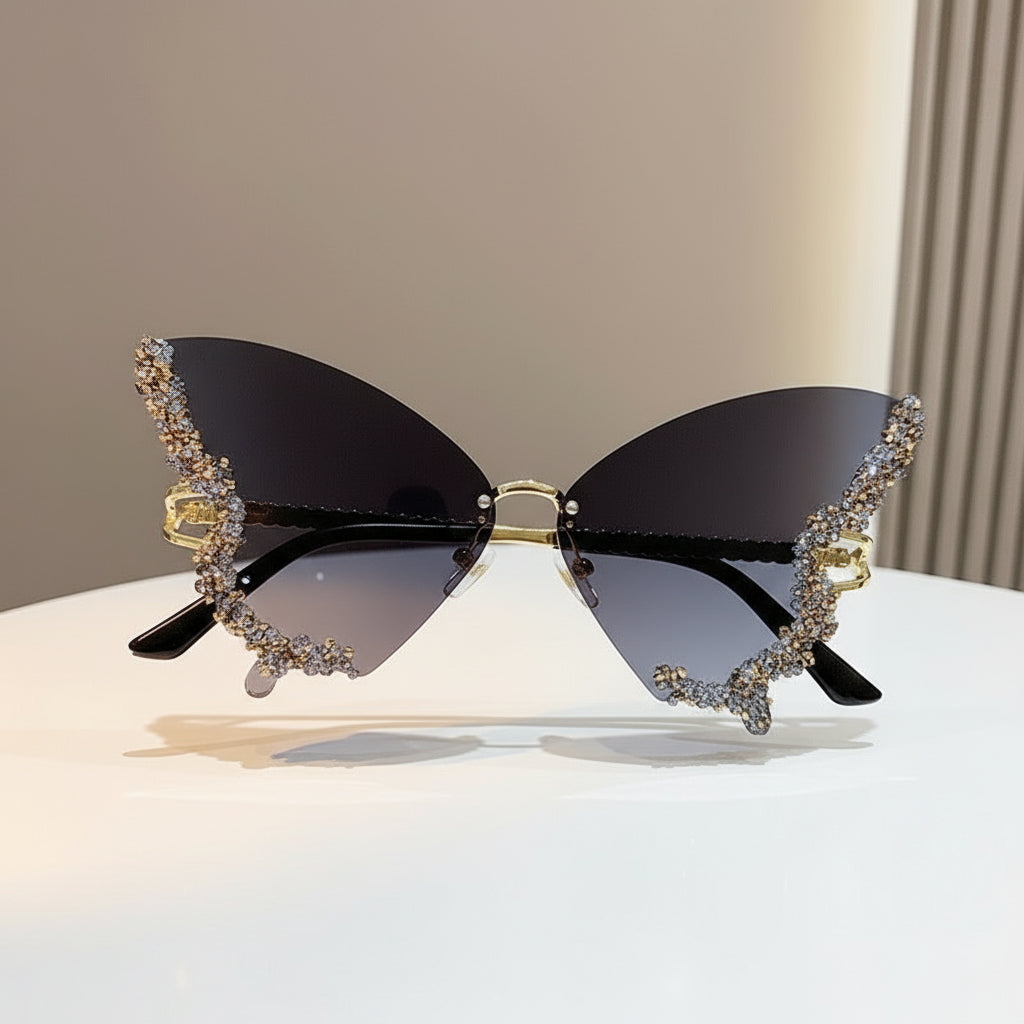 ✨ **Luxury Diamond Butterfly Rimless Sunglasses** 😎💎