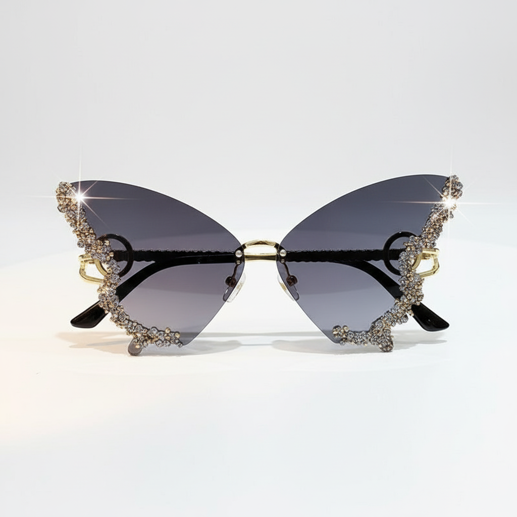 ✨ **Luxury Diamond Butterfly Rimless Sunglasses** 😎💎