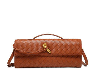 Woven Genuine Leather Crossbody Clutch Bag