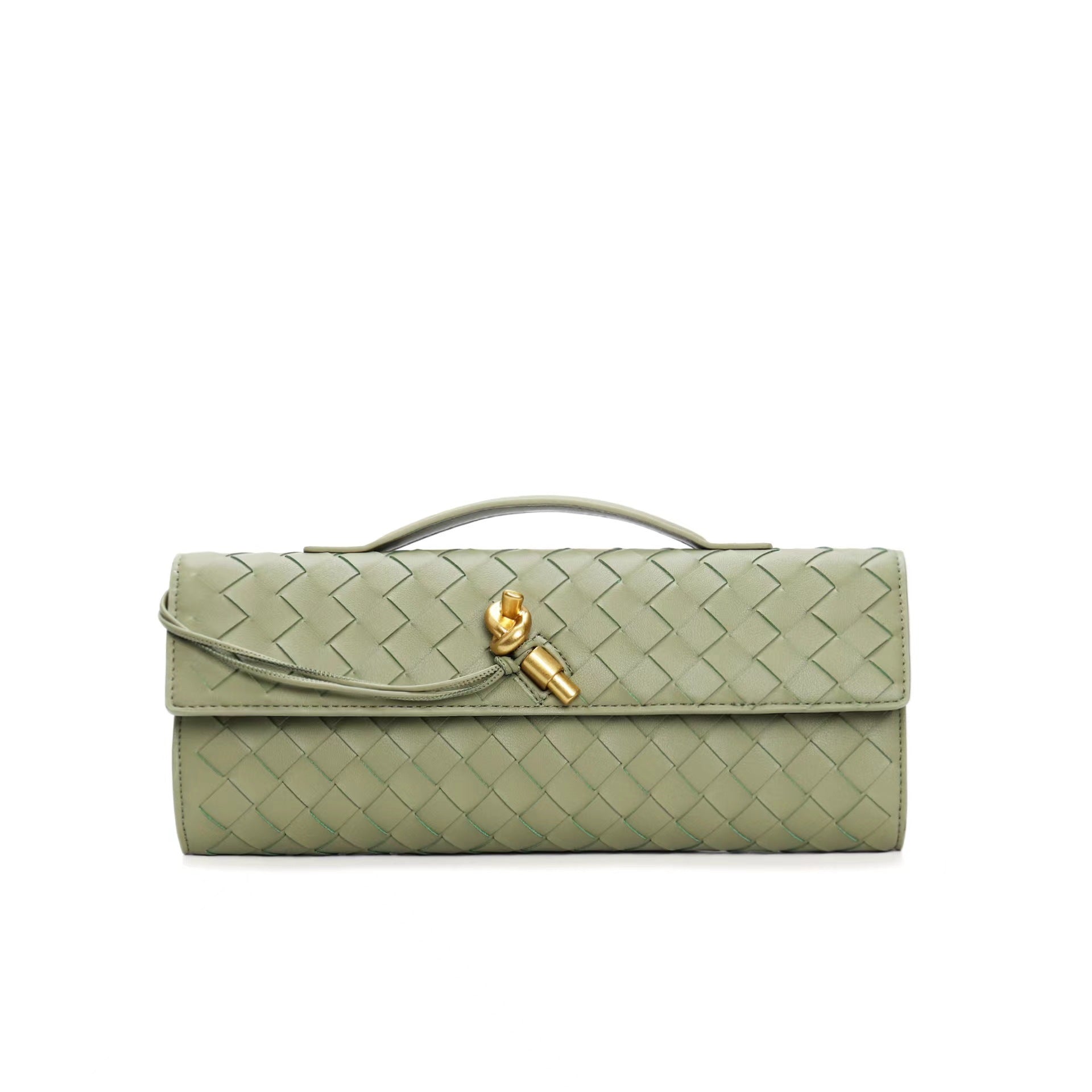 Woven Genuine Leather Crossbody Clutch Bag