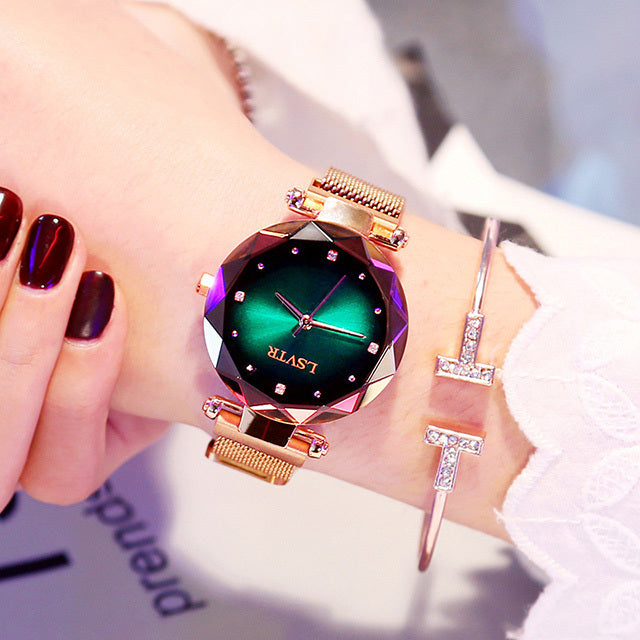 🌌✨ Galaxy Glow Rose Watch 💖🕰️