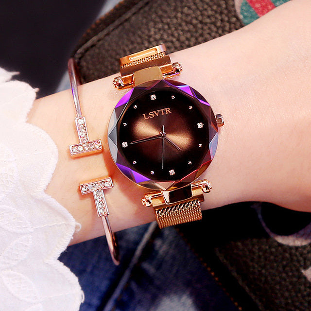🌌✨ Galaxy Glow Rose Watch 💖🕰️