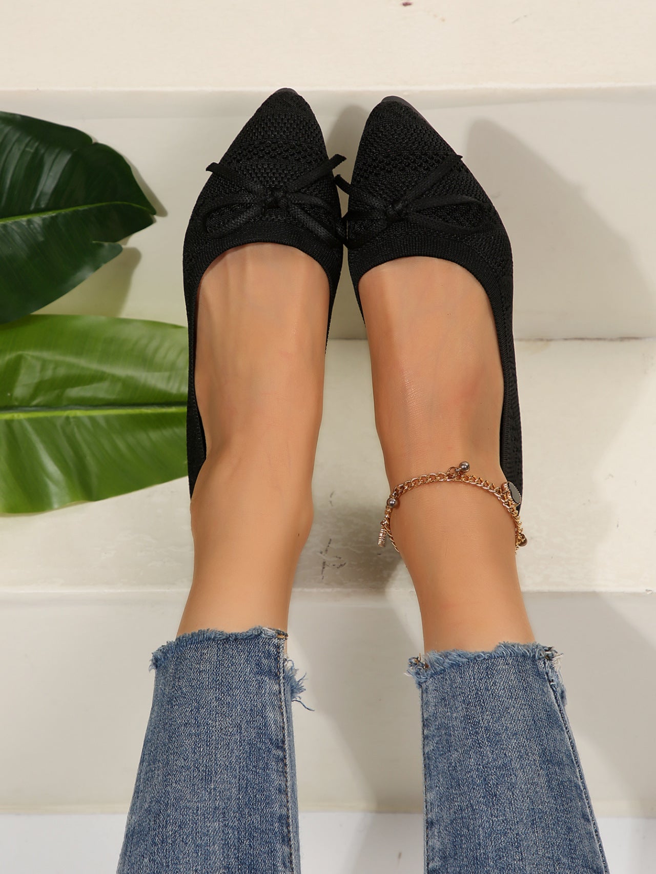 Bow Knitted Loafers – Women’s Flats