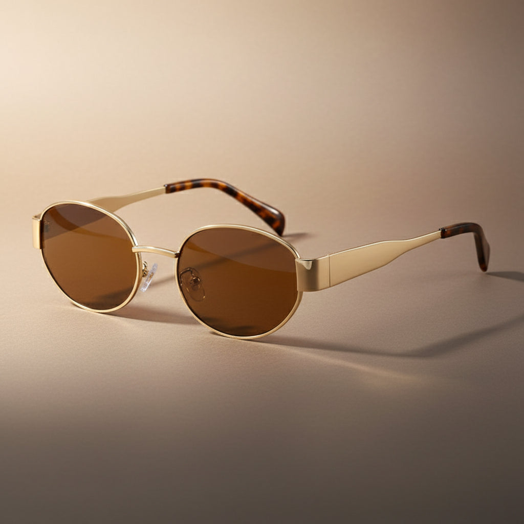 "Retro Metal Oval Frame Sunglasses for Women