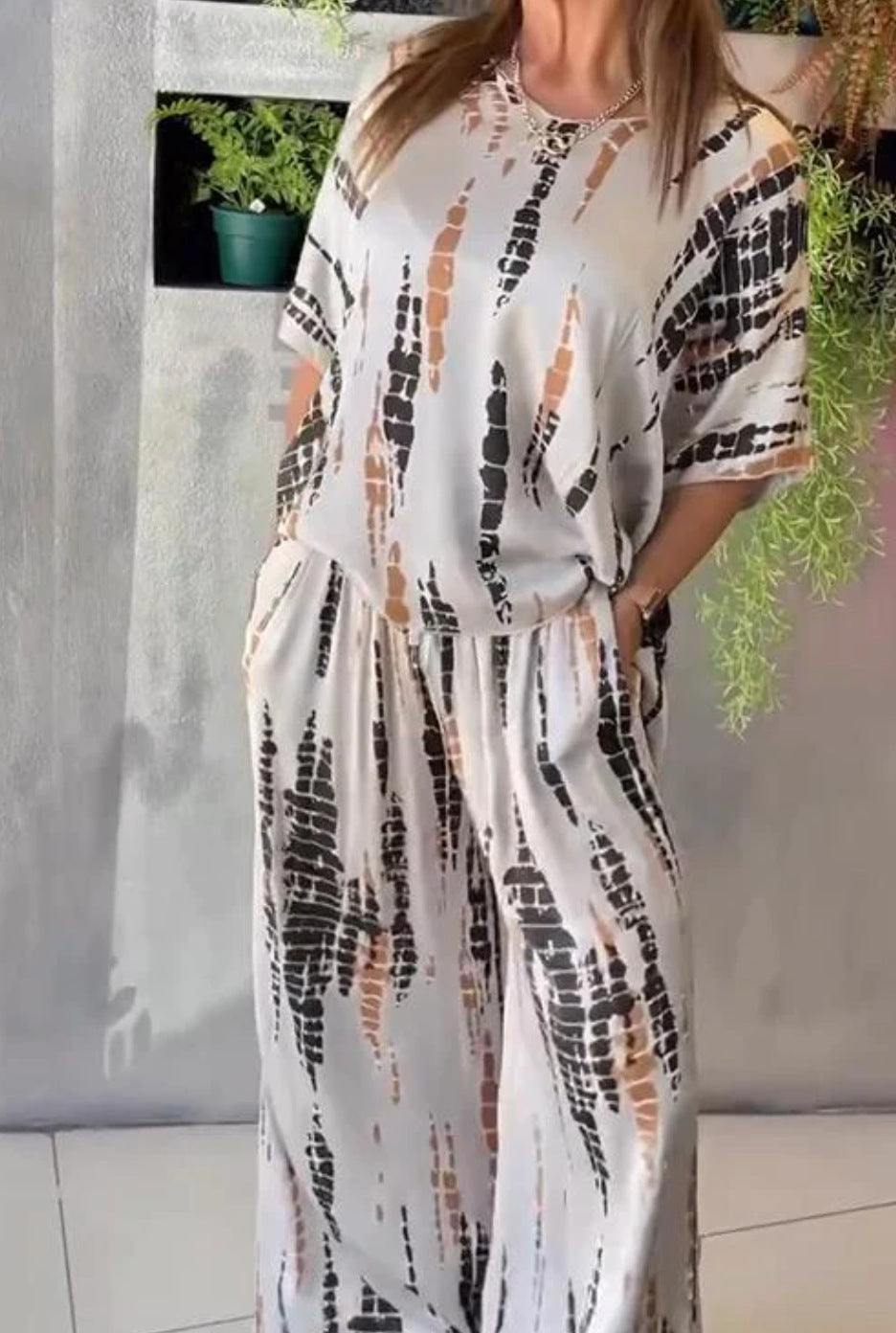 Printed Loose Two-piece Suit Women