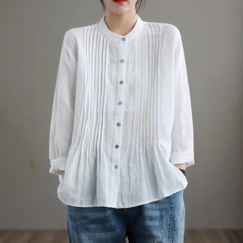 Women's Casual Long-sleeved Pleated Shirt