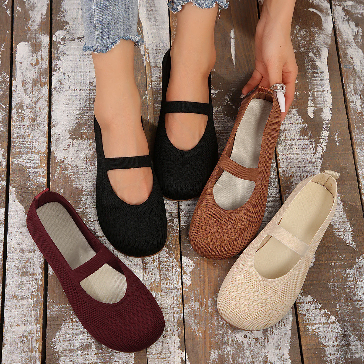 Breathable Plus Size Low-Top Flat Pumps