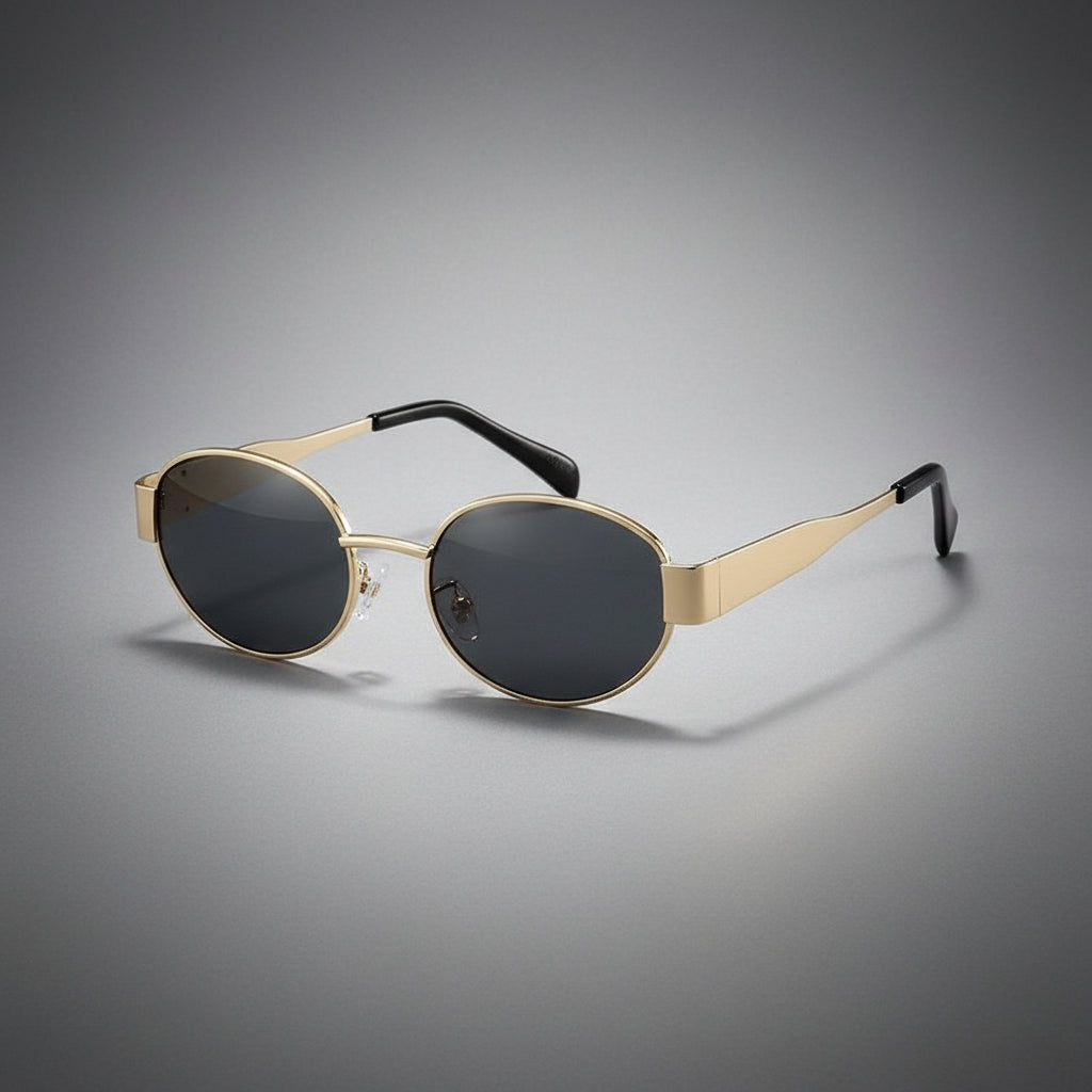 "Retro Metal Oval Frame Sunglasses for Women