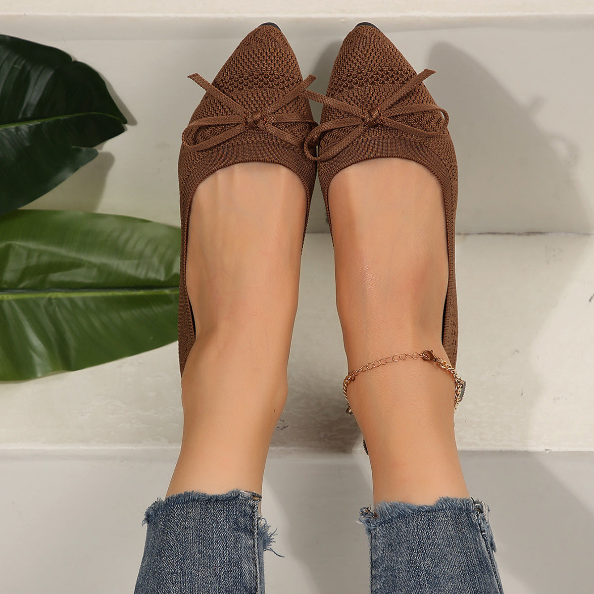 Bow Knitted Loafers – Women’s Flats