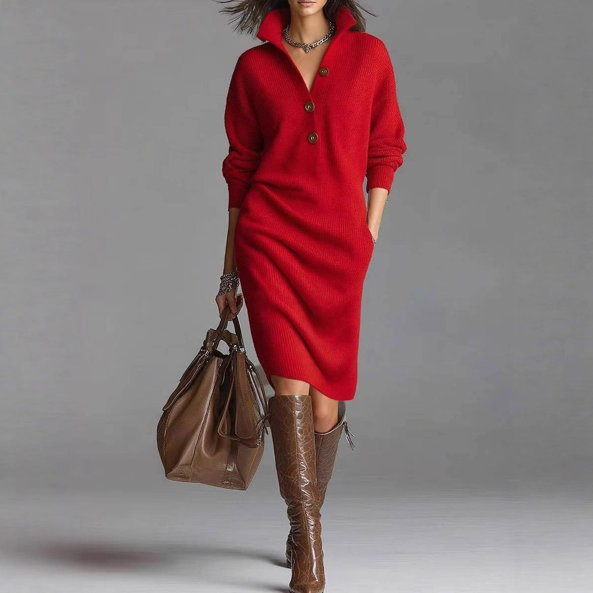 Long-sleeved Sweater Dress