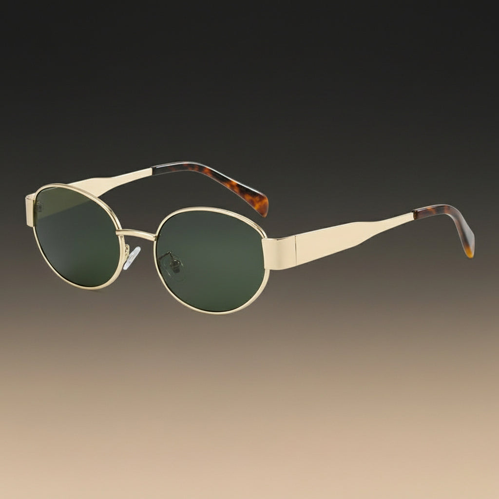 "Retro Metal Oval Frame Sunglasses for Women
