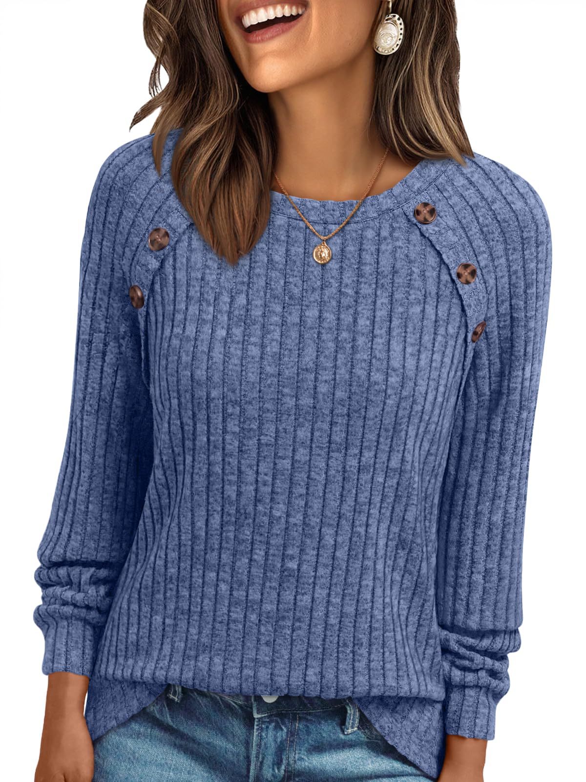 Round Neck Stripe Long Sleeve Top