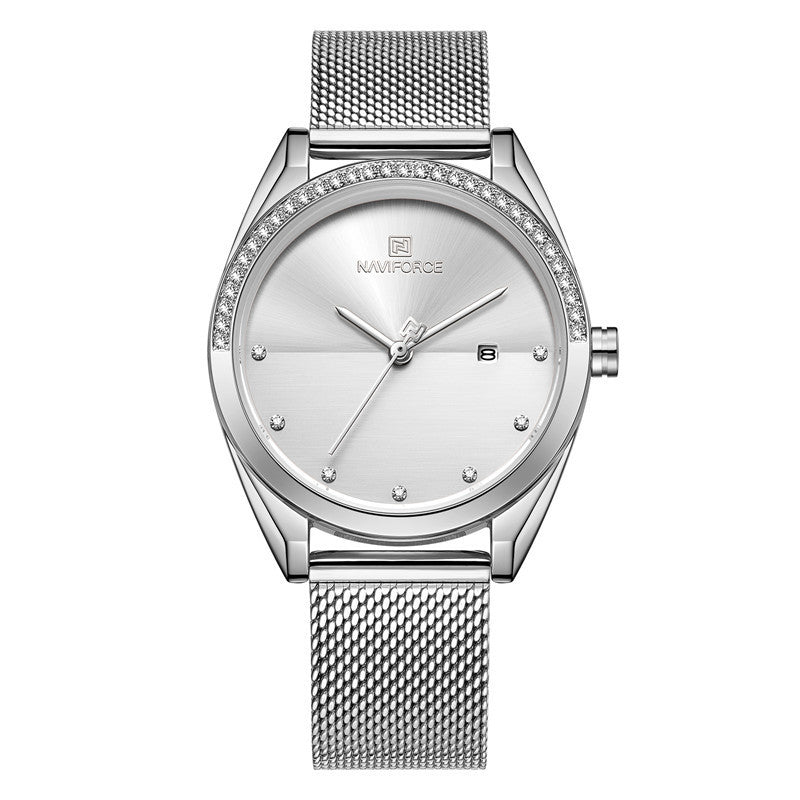 Luxury Waterproof Women’s Quartz Watch with Mesh Strap – Elegant & Durable