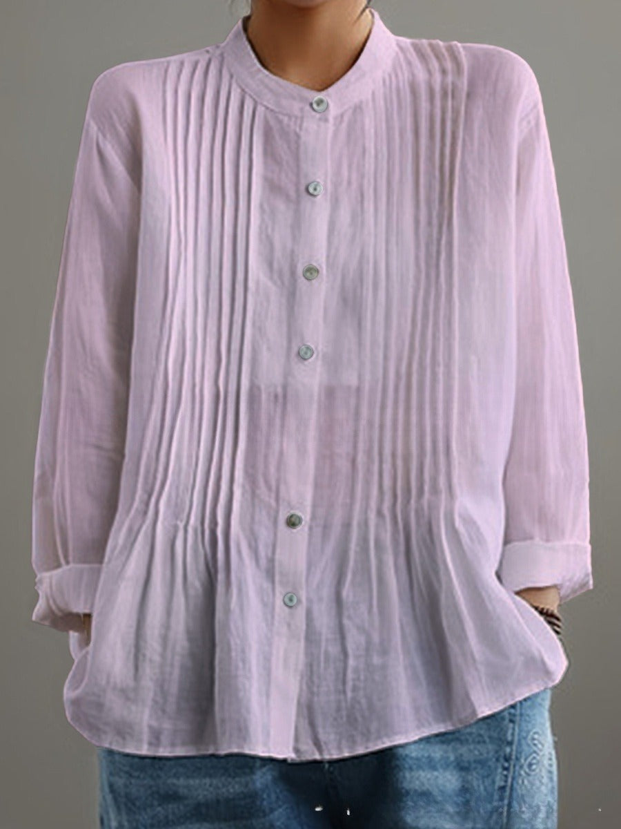 Women's Casual Long-sleeved Pleated Shirt